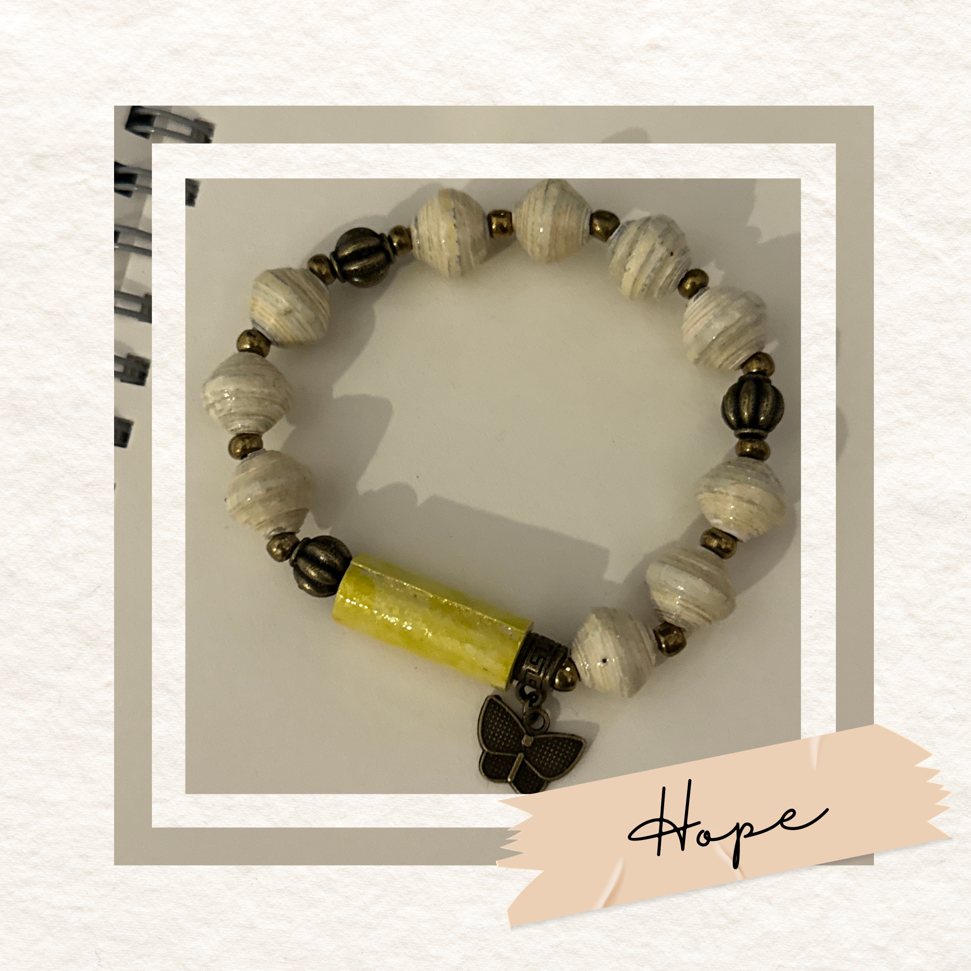 Recycled Paper Bead Bracelet - Hope