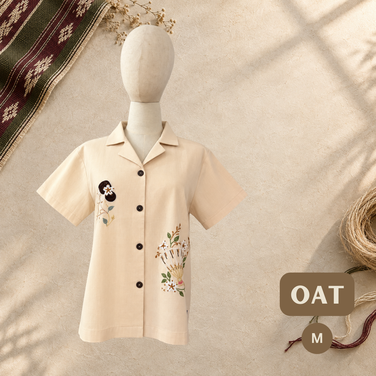 Women's Linen Polo - Oat (M)