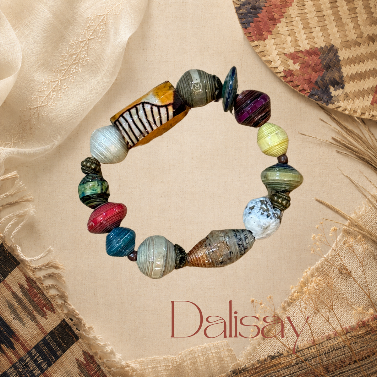 Chunky Paper Bead Bracelet - Dalisay