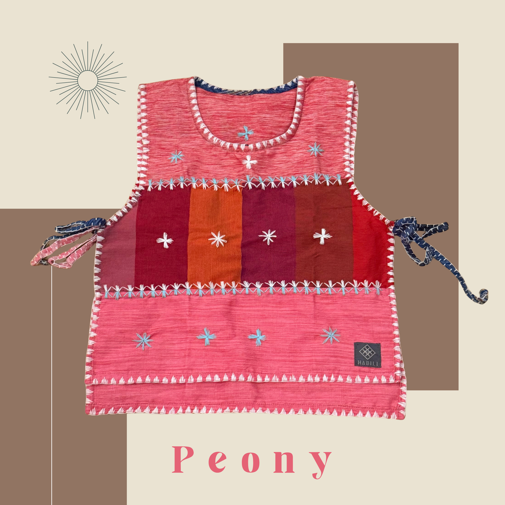 Hinabi Patchwork Bib Vest - Peony