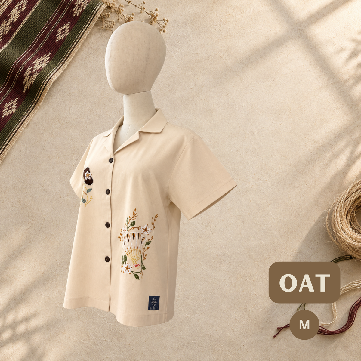 Women's Linen Polo - Oat (M)