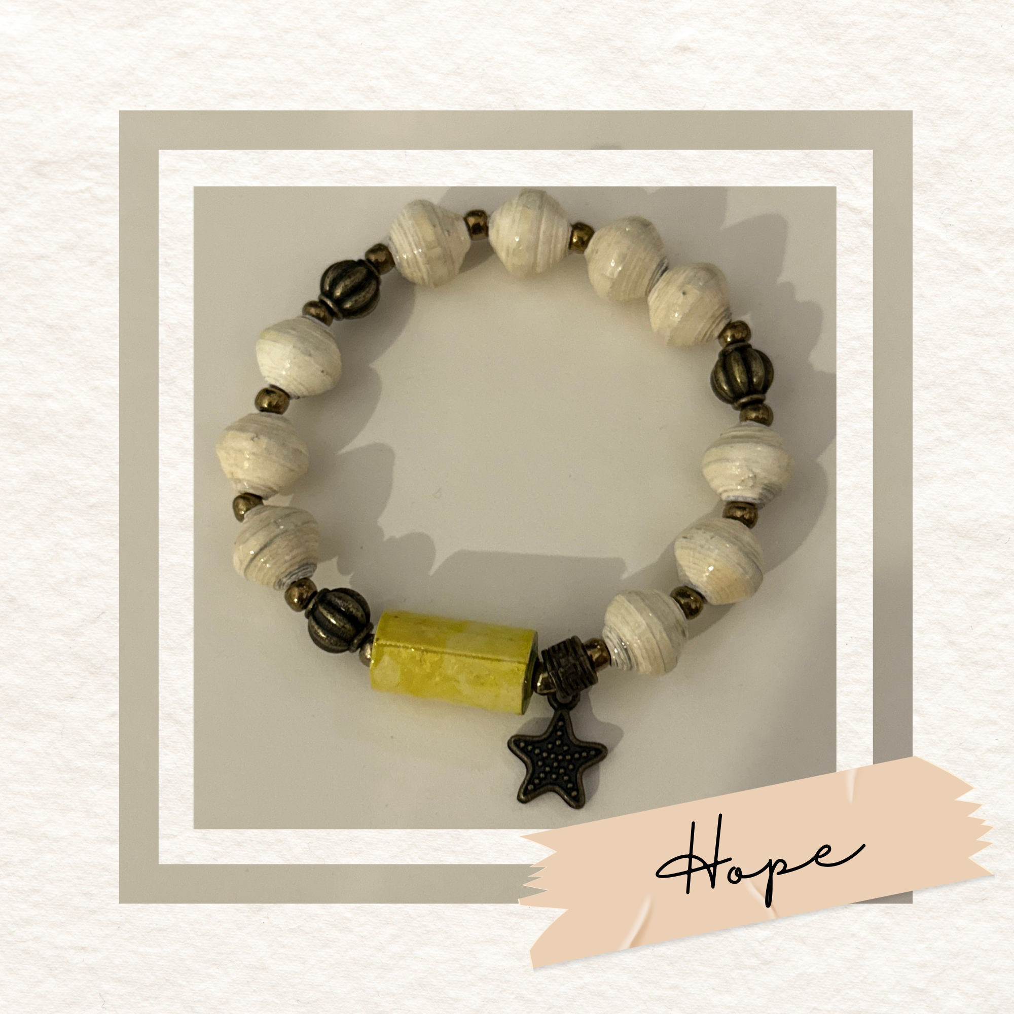 Recycled Paper Bead Bracelet - Hope