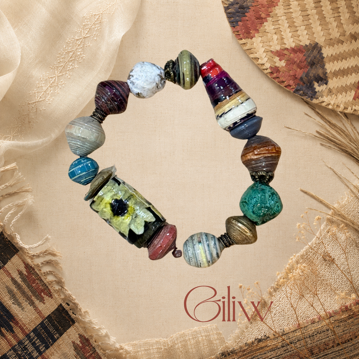 Chunky Paper Bead Bracelet - Giliw