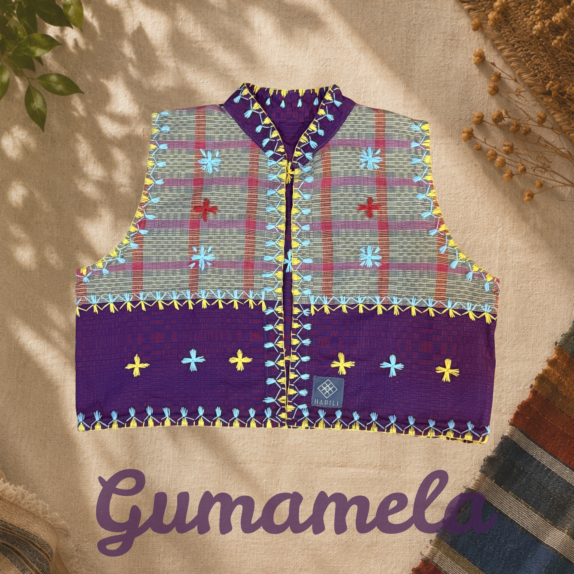 Hinabi Patchwork Vest - Gumamela