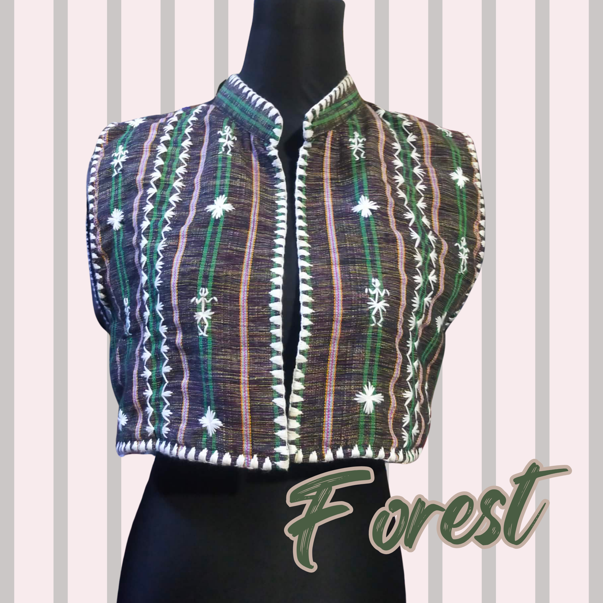 Hinabi Striped Vest - Forest