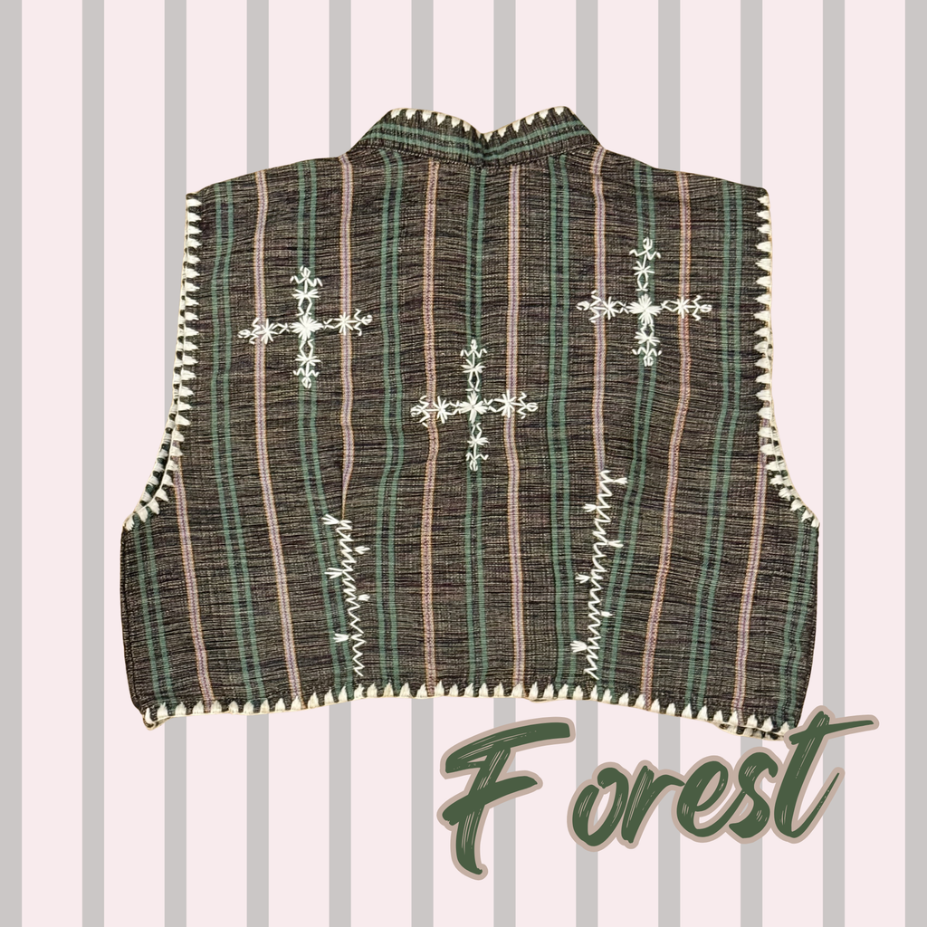 Hinabi Striped Vest - Forest