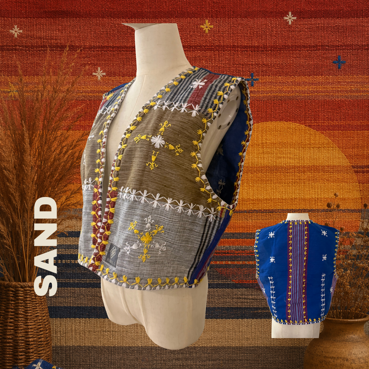 Hinabi Patchwork Vest - Sand