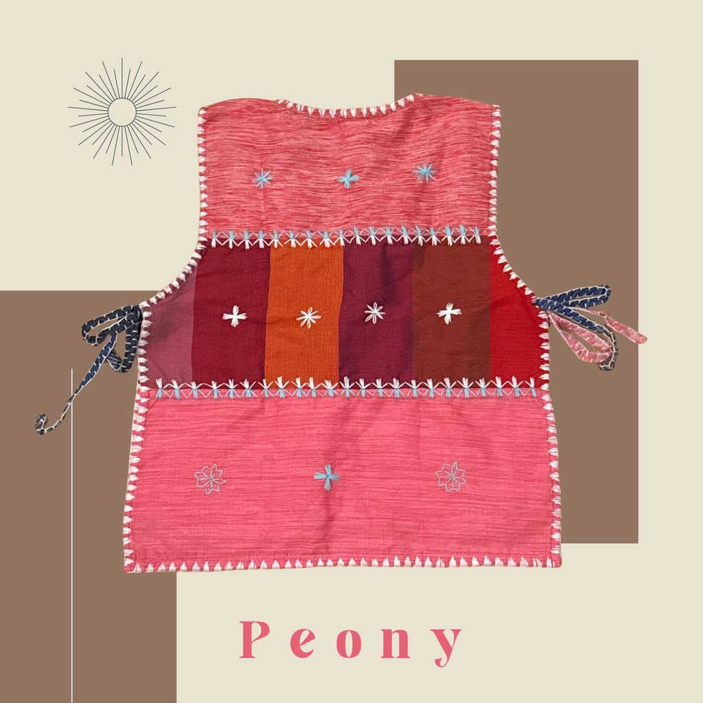 Hinabi Patchwork Bib Vest - Peony