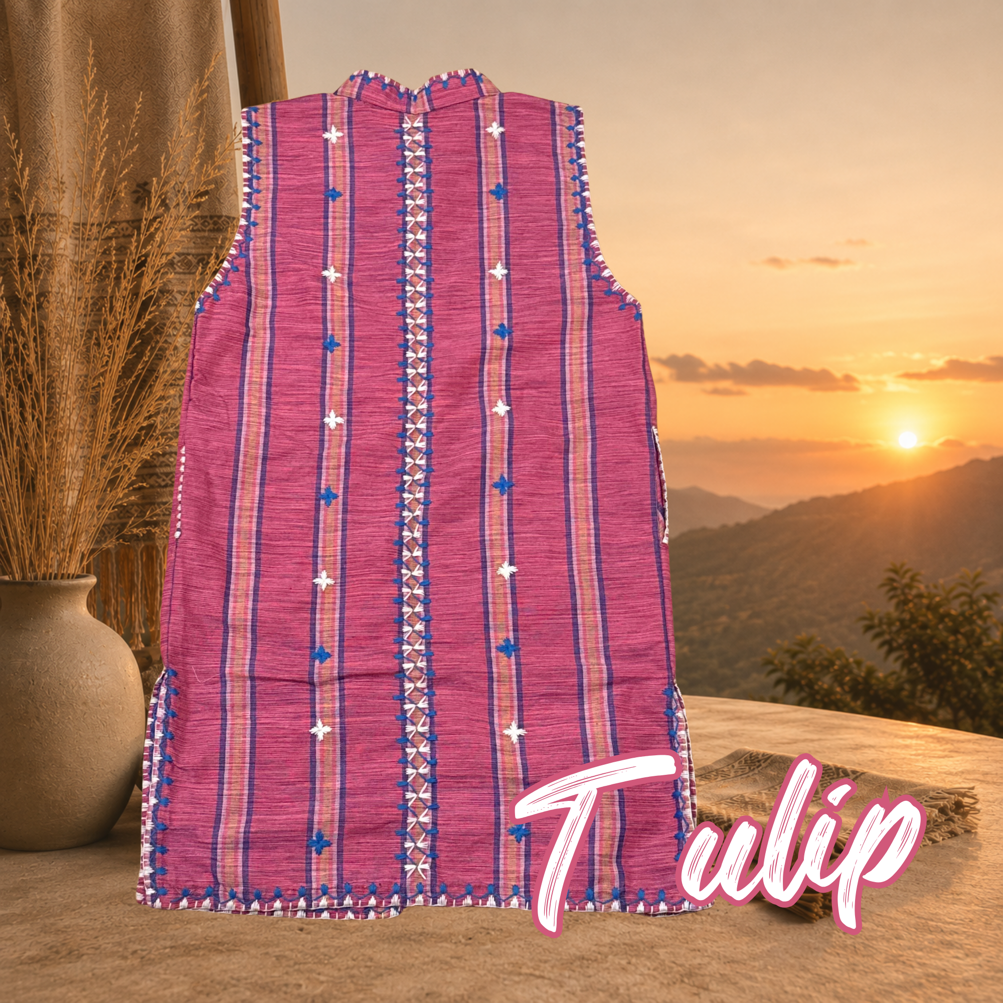 Hinabi Longline Vest - Tulip
