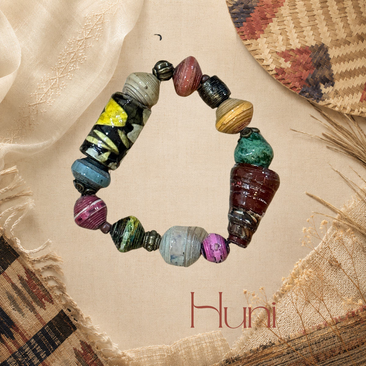 Chunky Paper Bead Bracelet - Huni