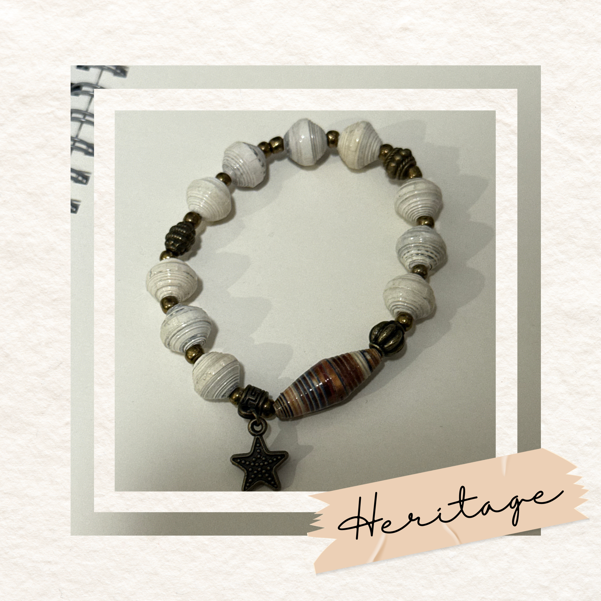 Recycled Paper Bead Bracelet - Heritage