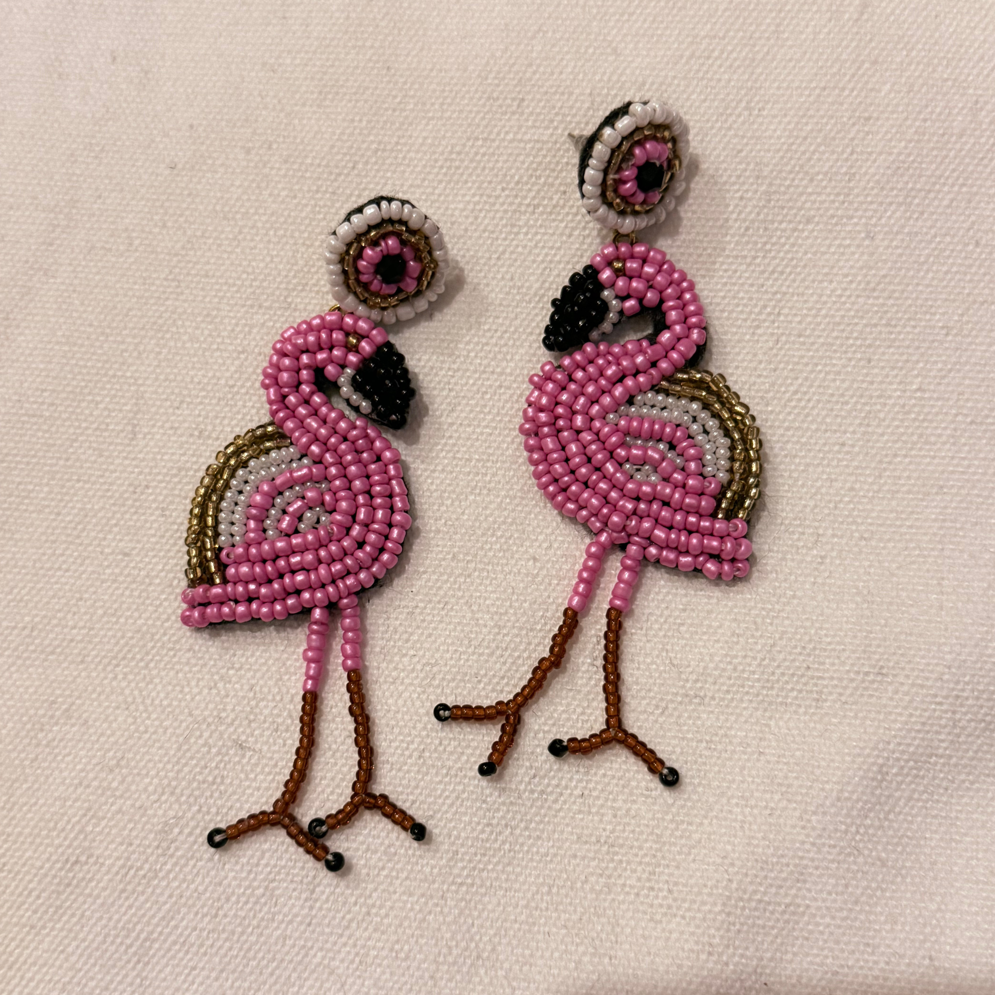 Beaded Earrings - Pink Flamingo