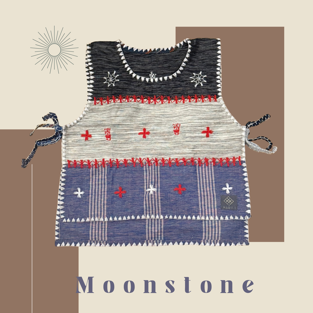 Hinabi Patchwork Bib Vest - Moonstone