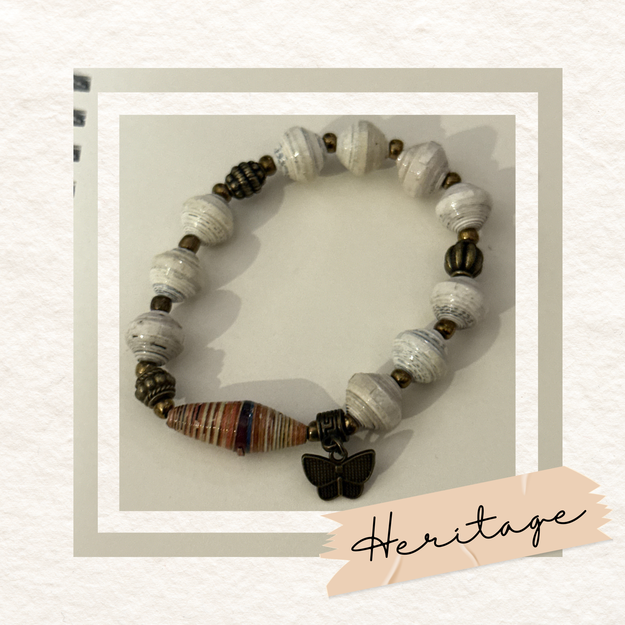 Recycled Paper Bead Bracelet - Heritage