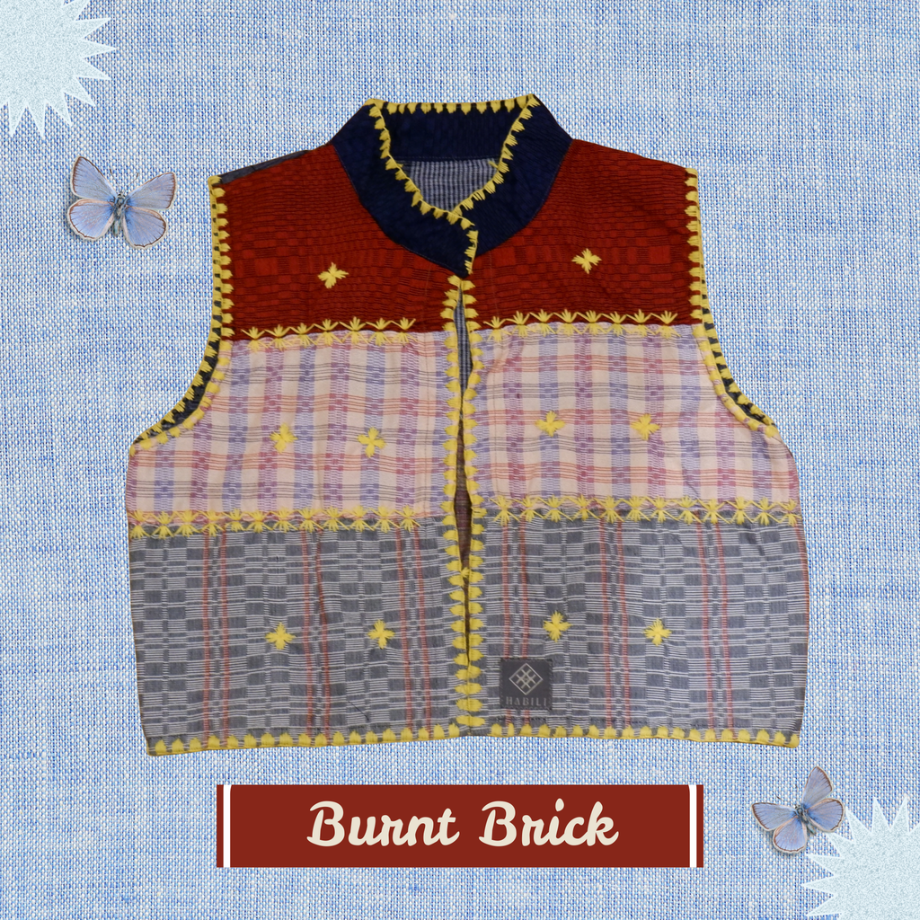 Hinabi Patchwork Vest - Burnt Brick