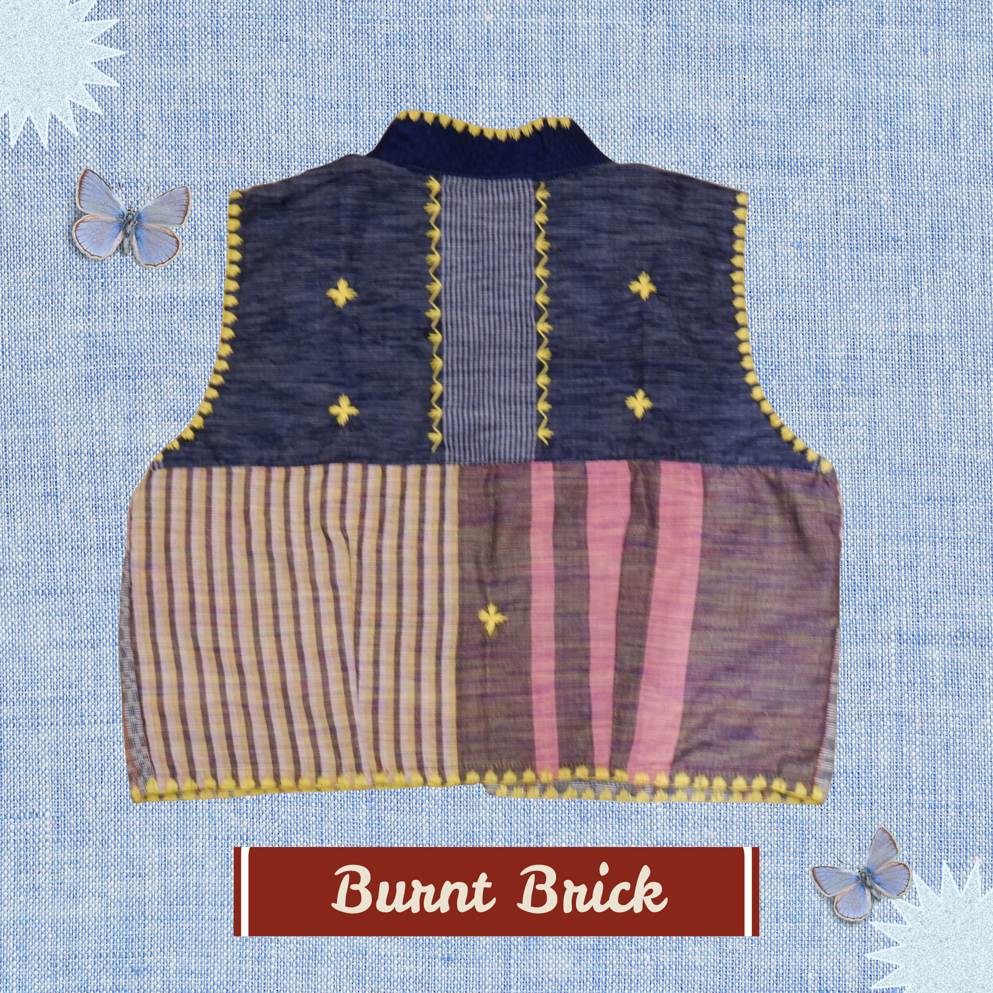 Hinabi Patchwork Vest - Burnt Brick