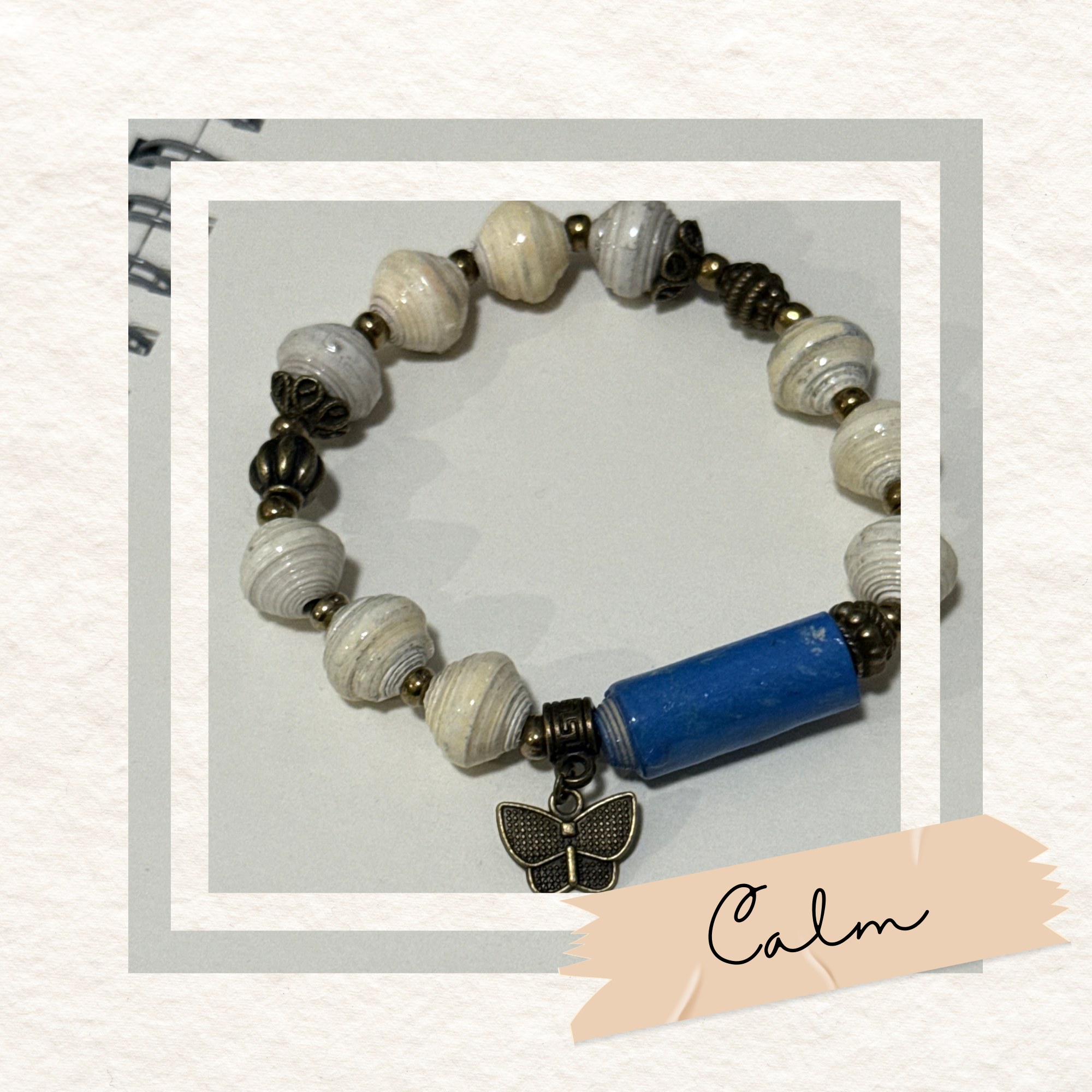 Recycled Paper Bead Bracelet - Calm