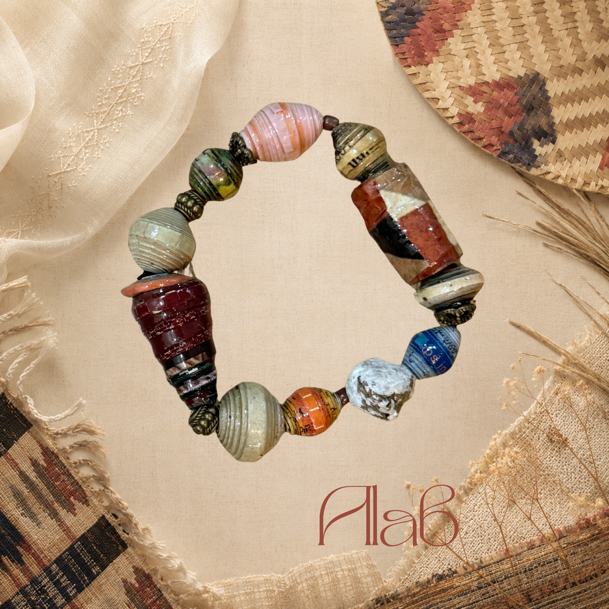 Chunky Paper Bead Bracelet - Alab