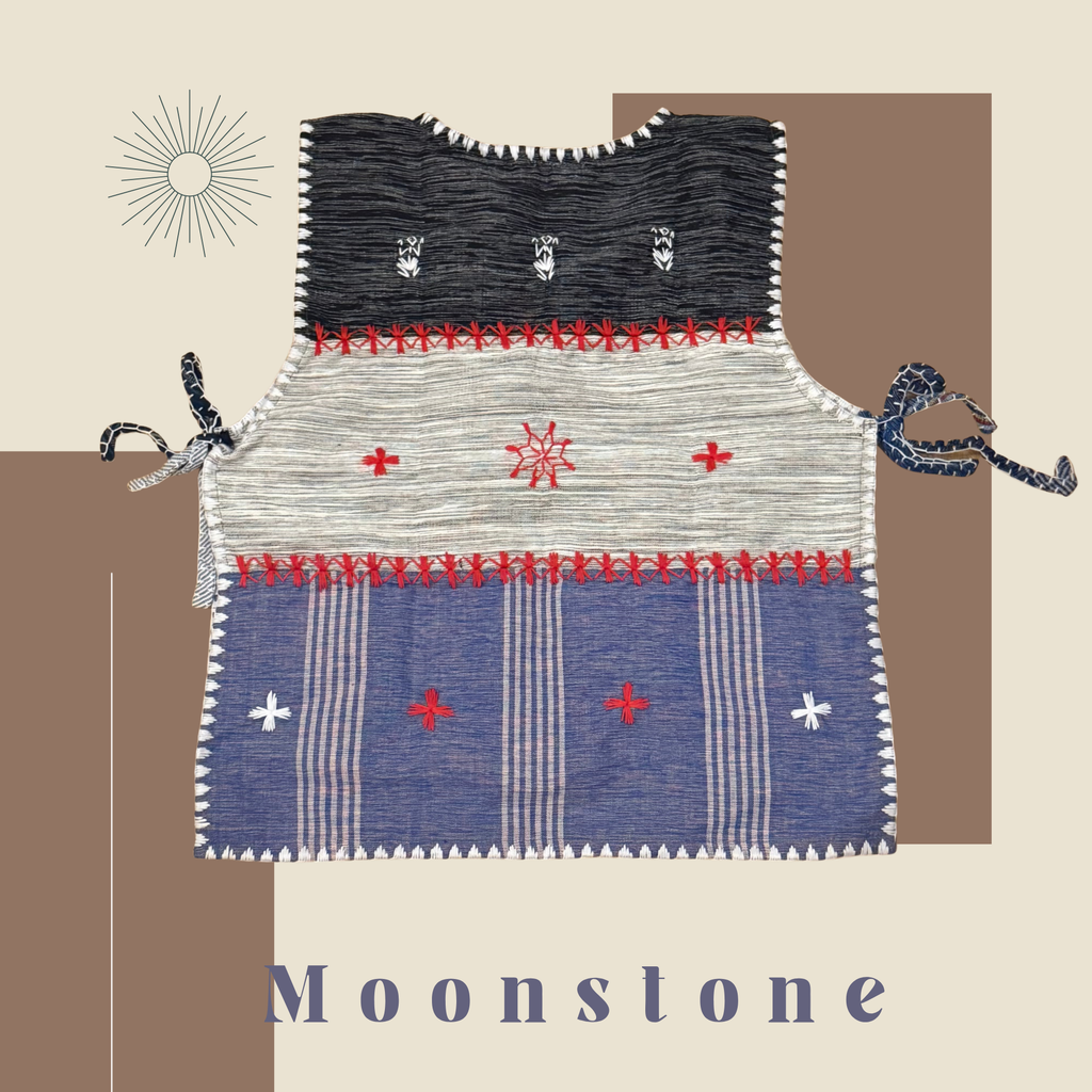 Hinabi Patchwork Bib Vest - Moonstone