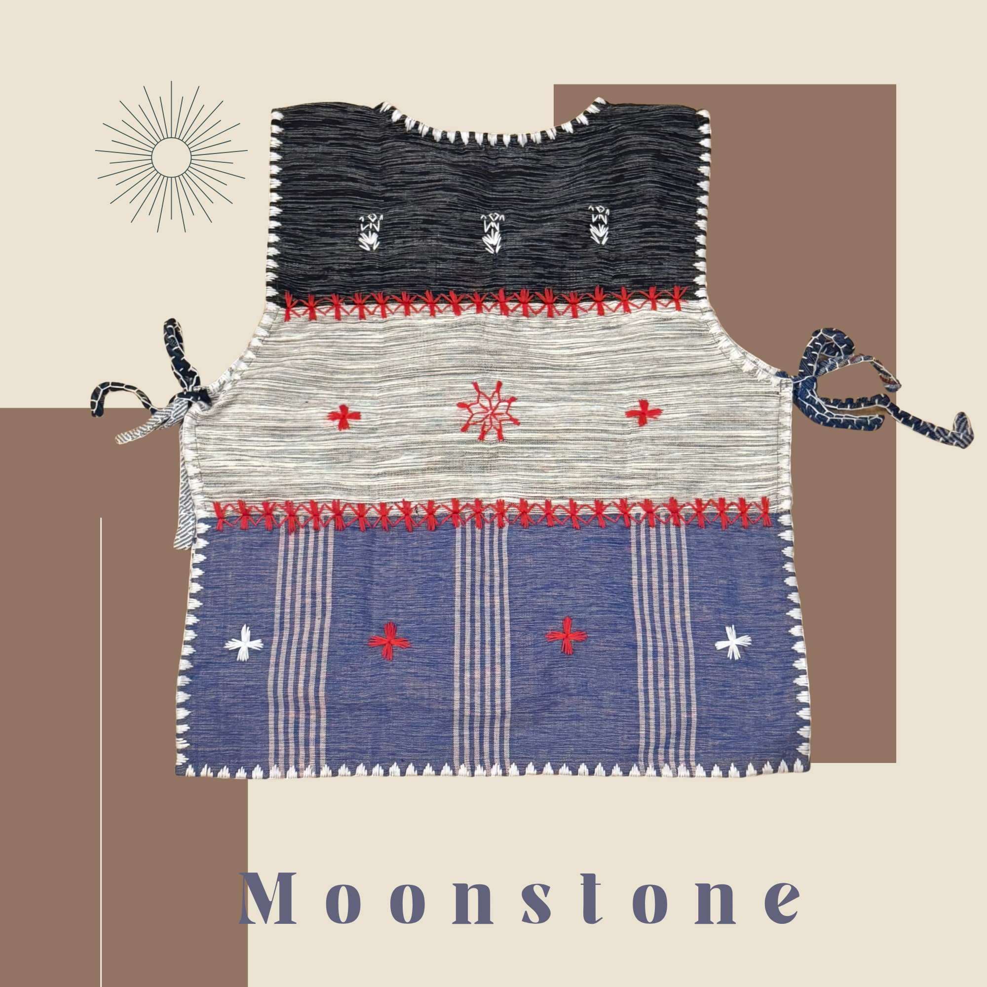 Hinabi Patchwork Bib Vest - Moonstone
