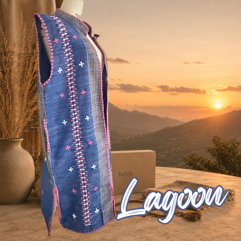 Hinabi Longline Vest - Lagoon