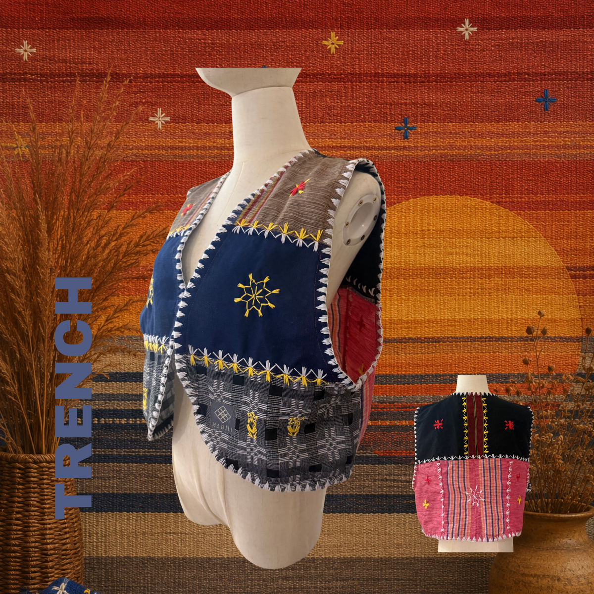 Hinabi Patchwork Vest - Trench