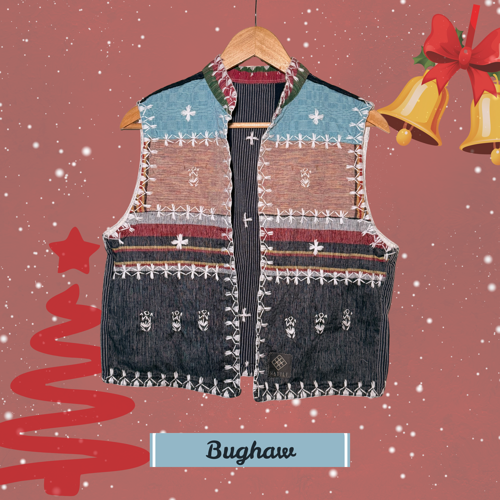 Hinabi Vest Patchwork - Bughaw