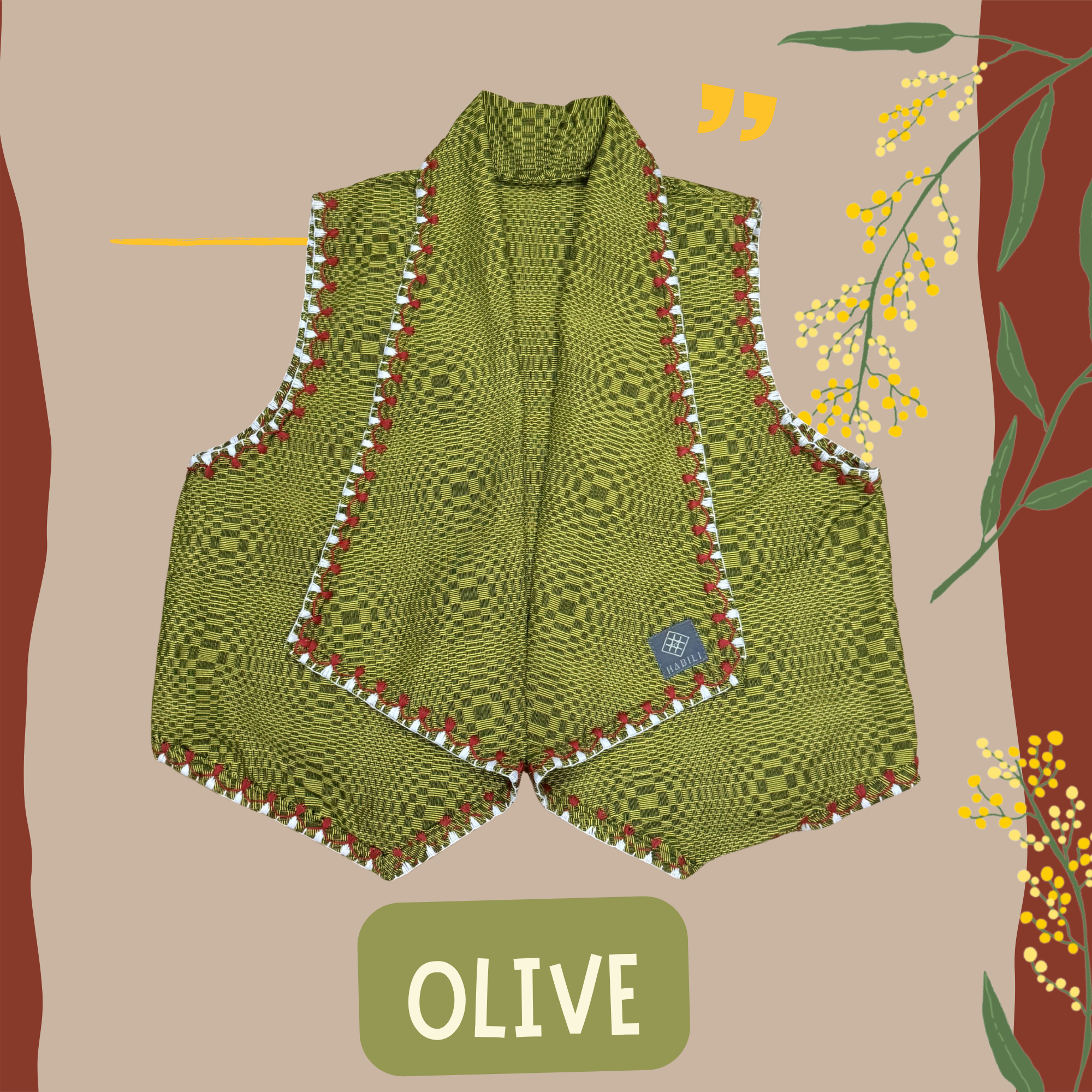 Hinabi Waterfall Vest - Olive