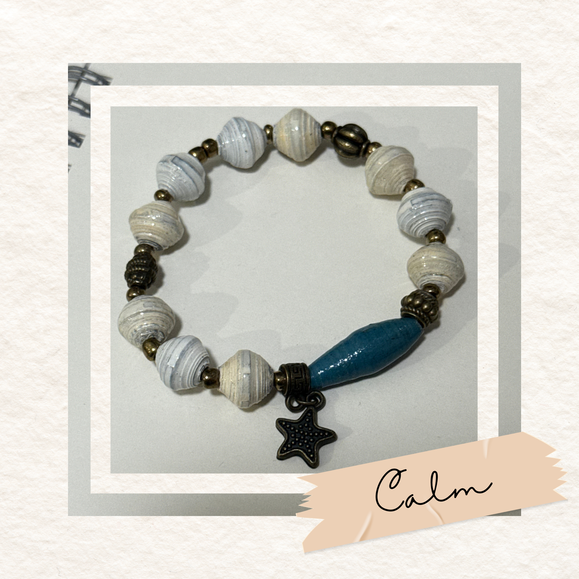 Recycled Paper Bead Bracelet - Calm