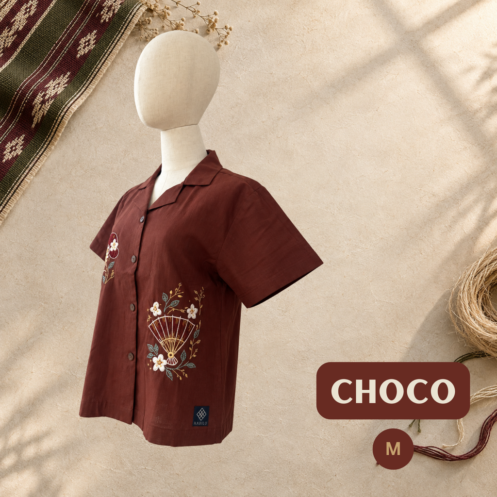 Women's Linen Polo - Choco (M)