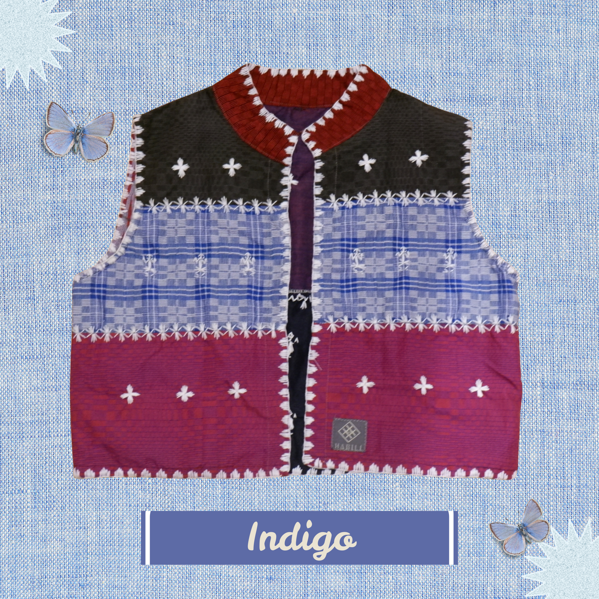 Hinabi Patchwork Vest - Indigo