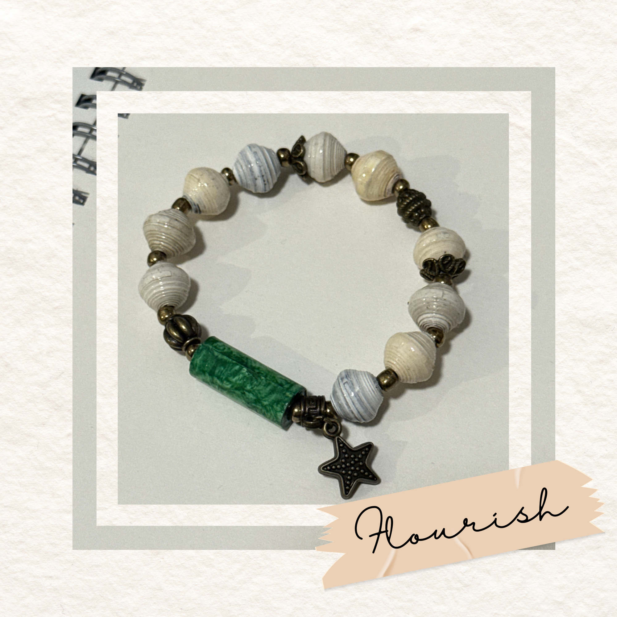 Recycled Paper Bead Bracelet - Flourish