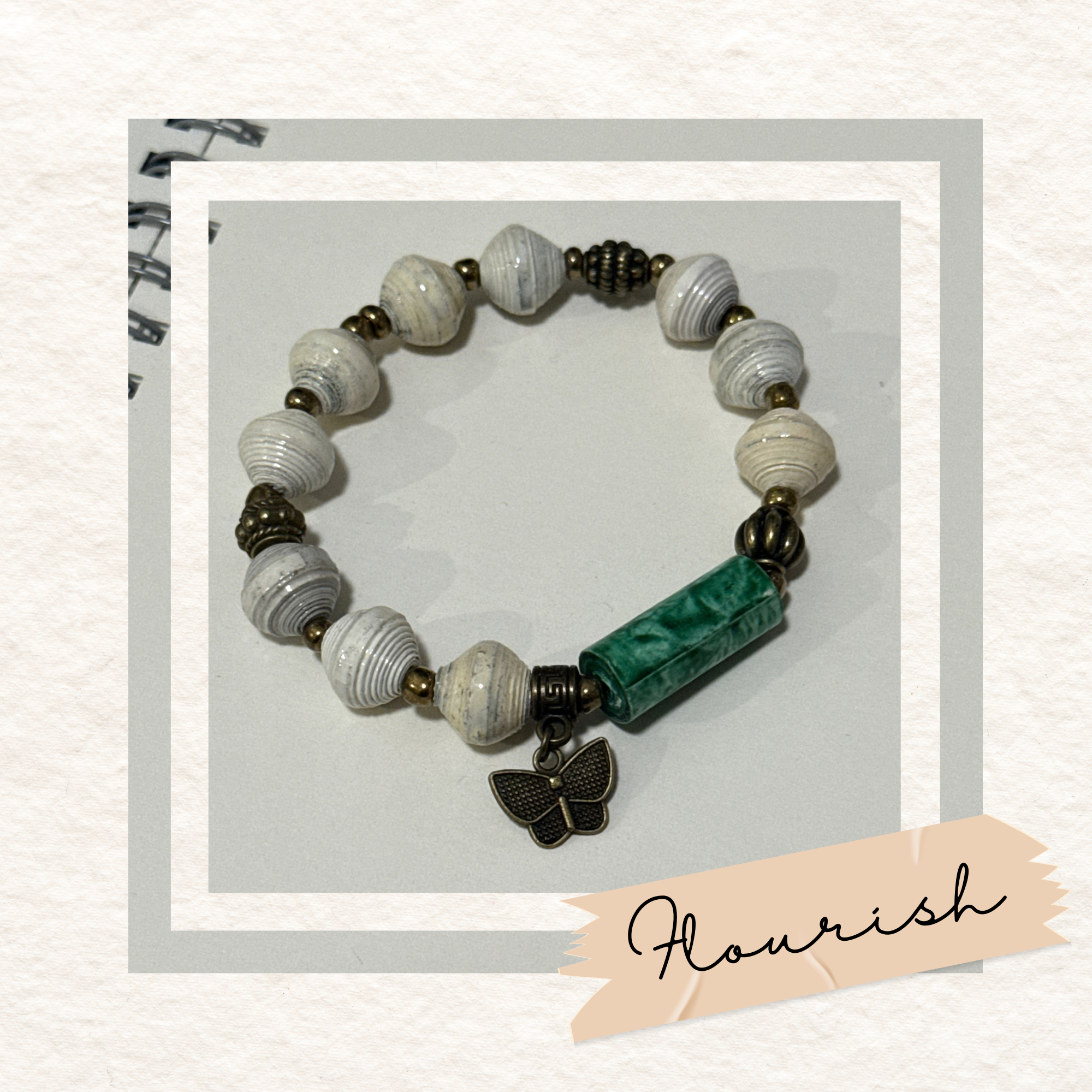 Recycled Paper Bead Bracelet - Flourish