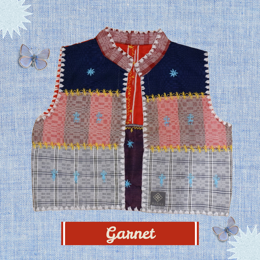 Hinabi Patchwork Vest - Garnet