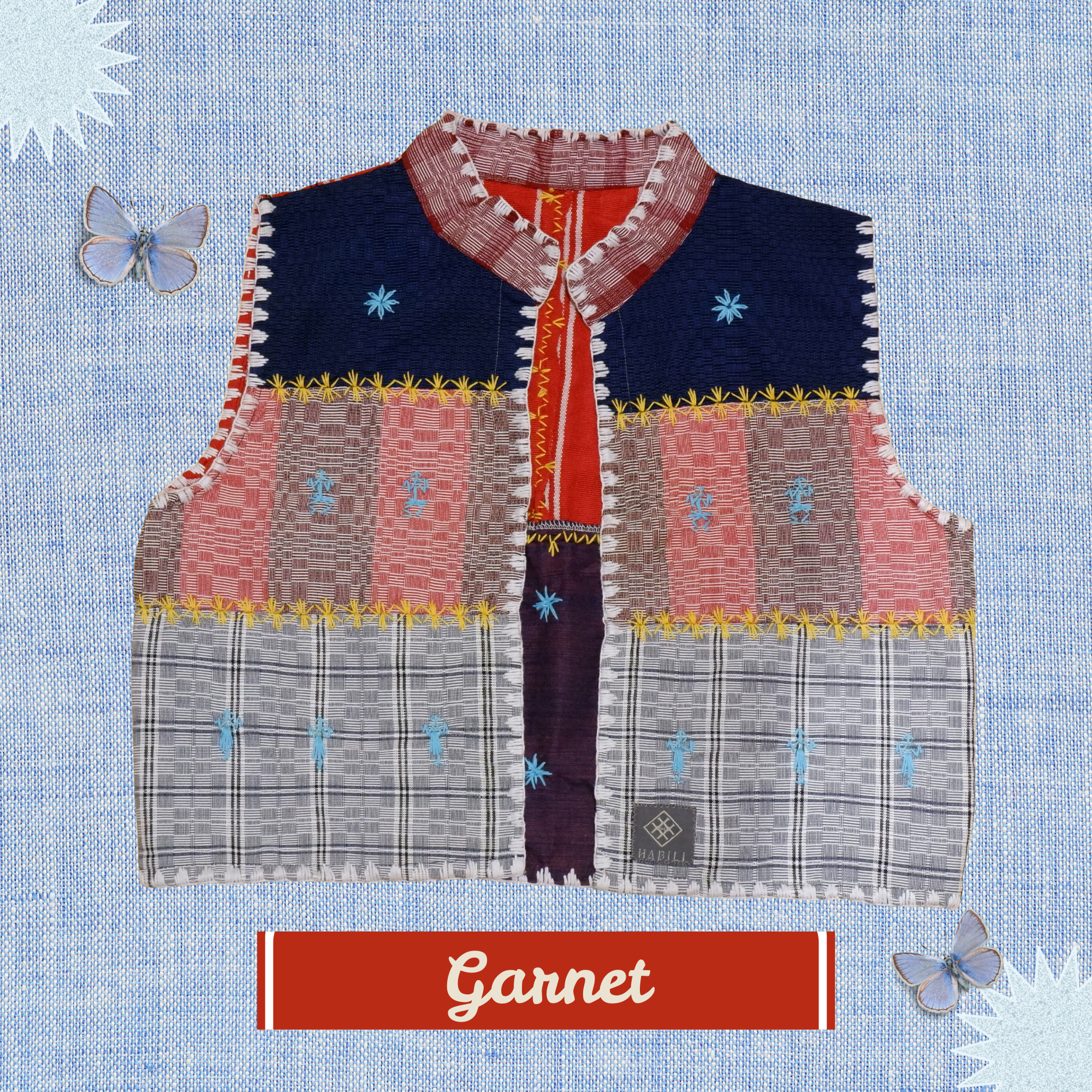 Hinabi Patchwork Vest - Garnet