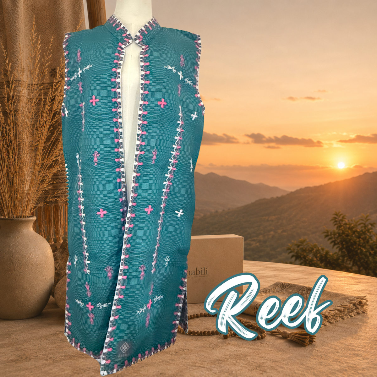 Hinabi Longline Vest - Reef