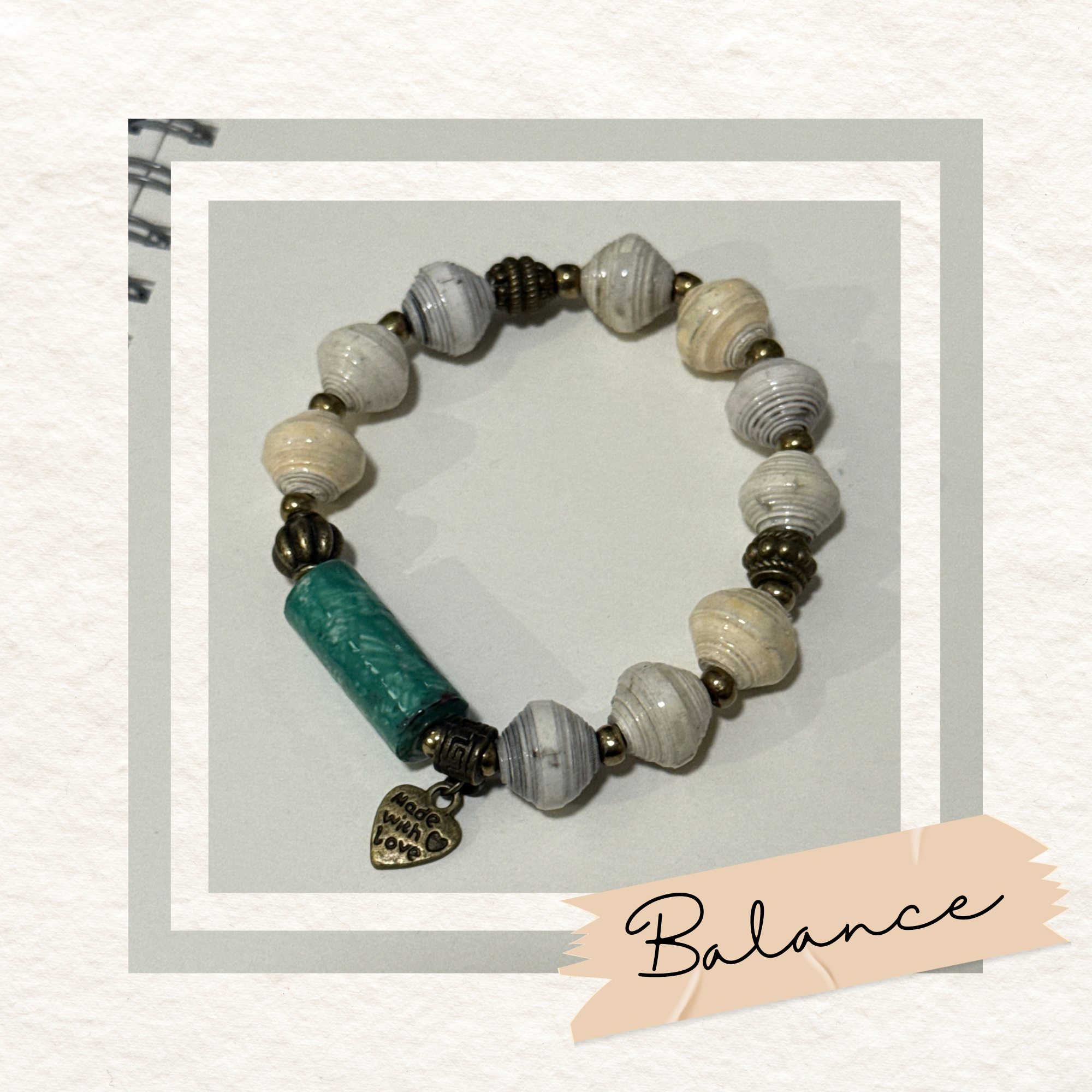 Recycled Paper Bead Bracelet - Balance