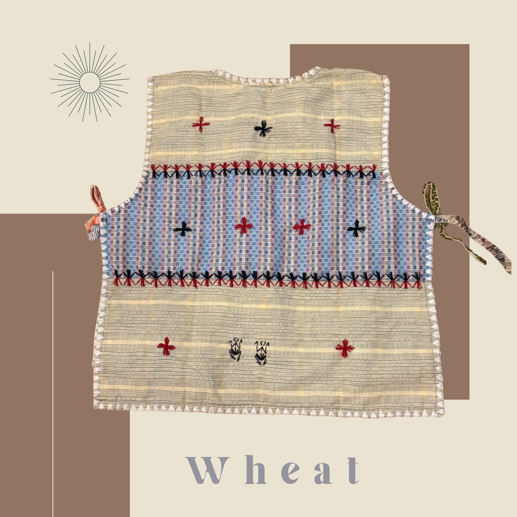 Hinabi Patchwork Bib Vest - Wheat