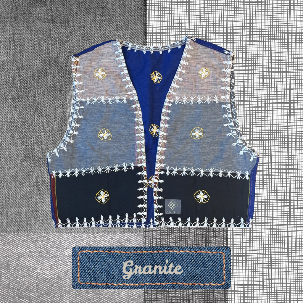 Hinabi Patchwork Vest - Granite
