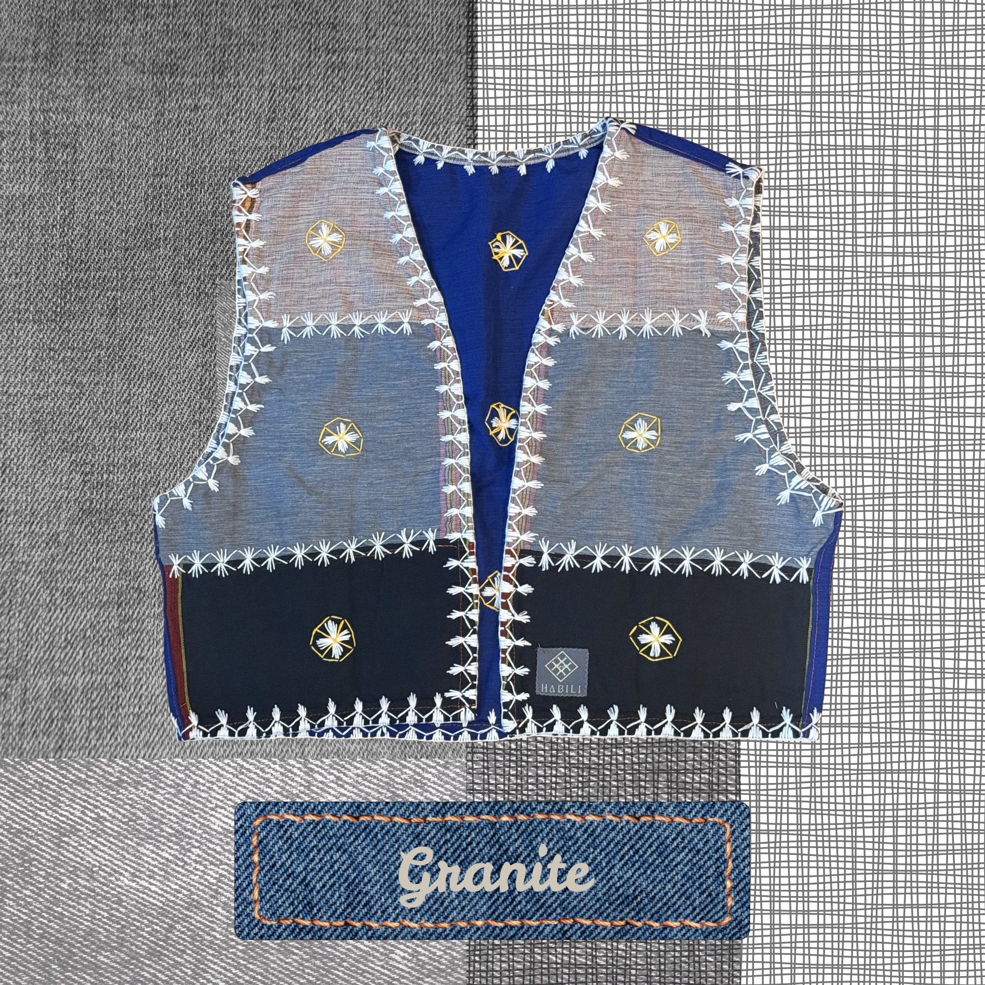 Hinabi Patchwork Vest - Granite