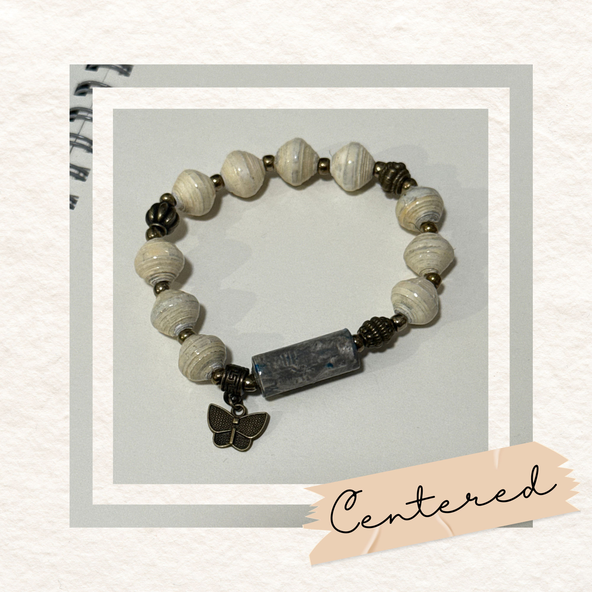 Recycled Paper Bead Bracelet - Centered