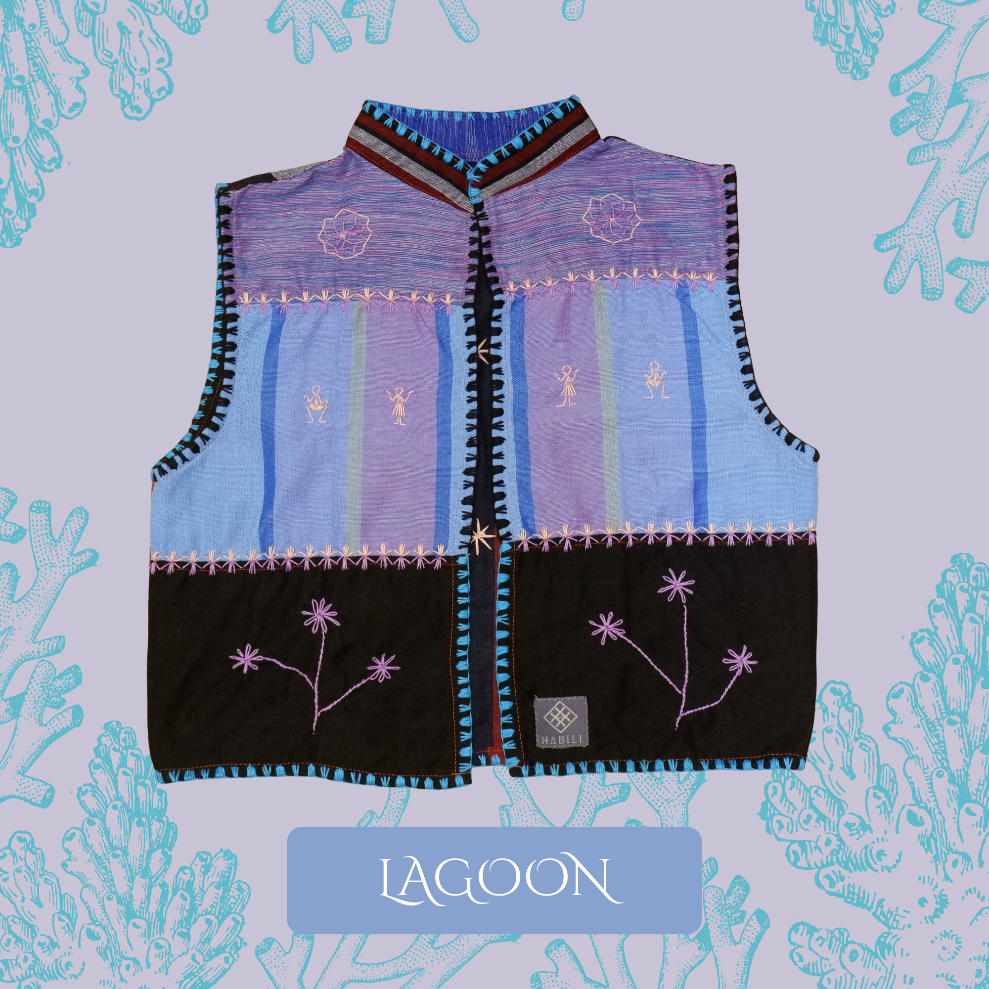 Hinabi Patchwork Vest - Lagoon