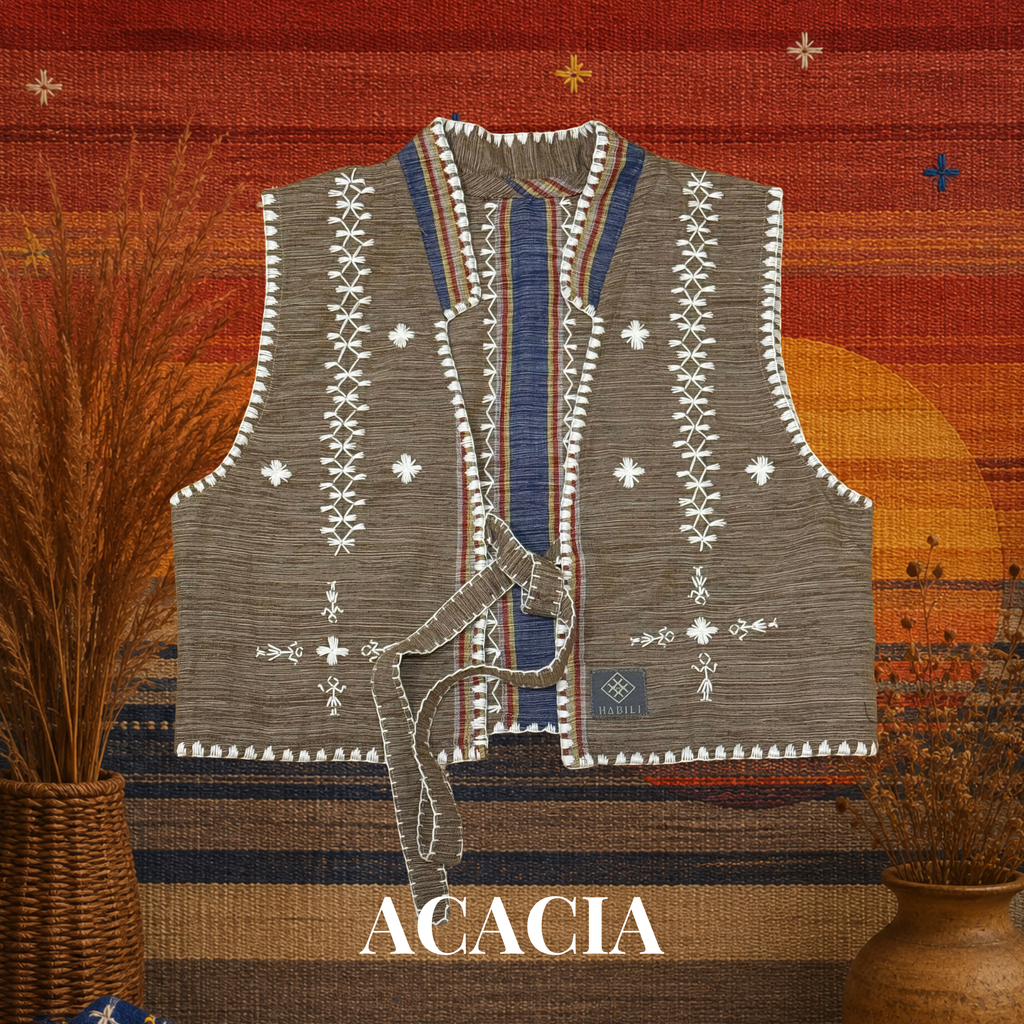 Hinabi Front Tie Vest - Acacia
