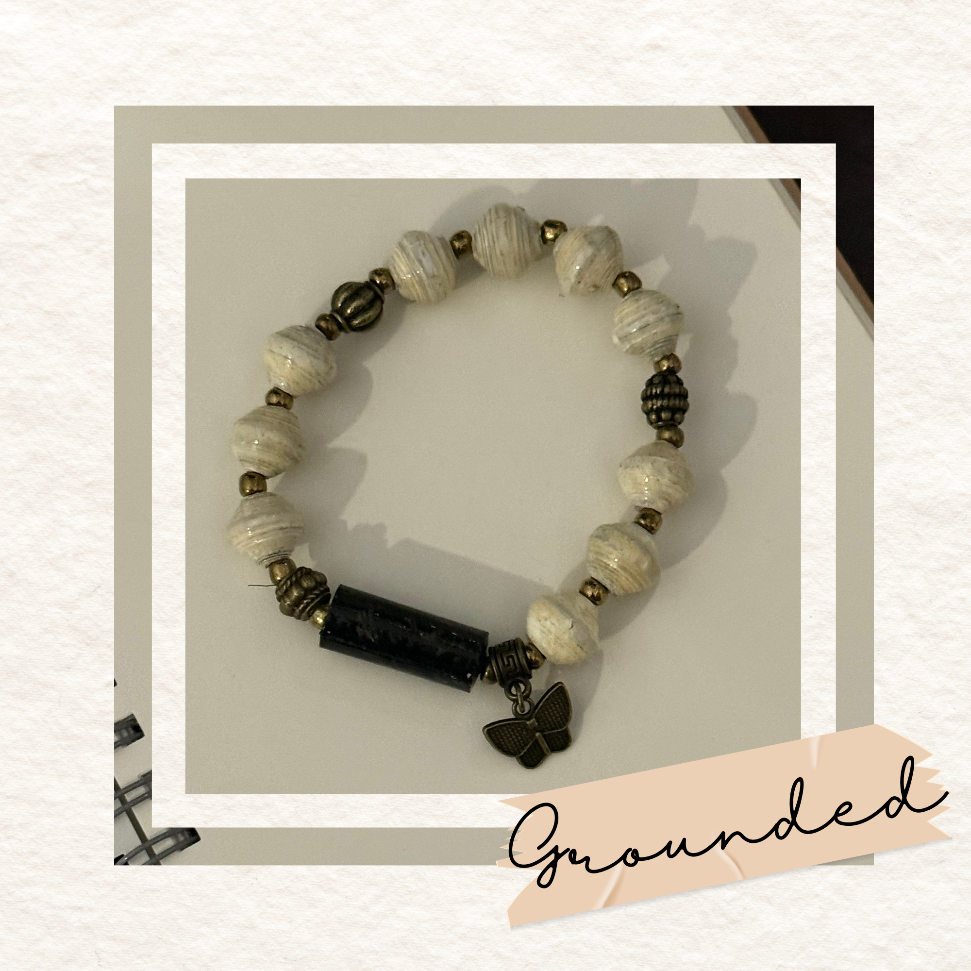 Recycled Paper Bead Bracelet - Grounded