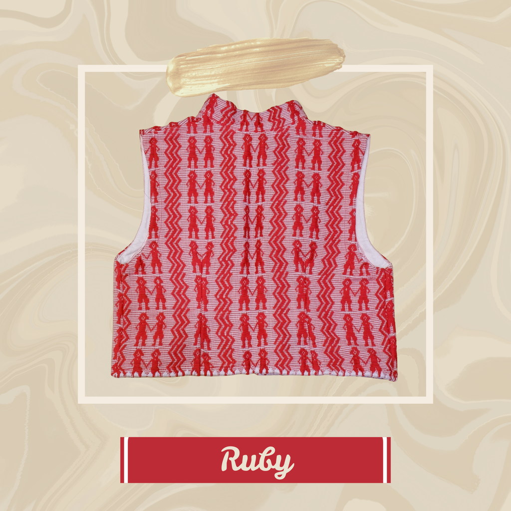 Hinabi Patchwork Vest - Ruby