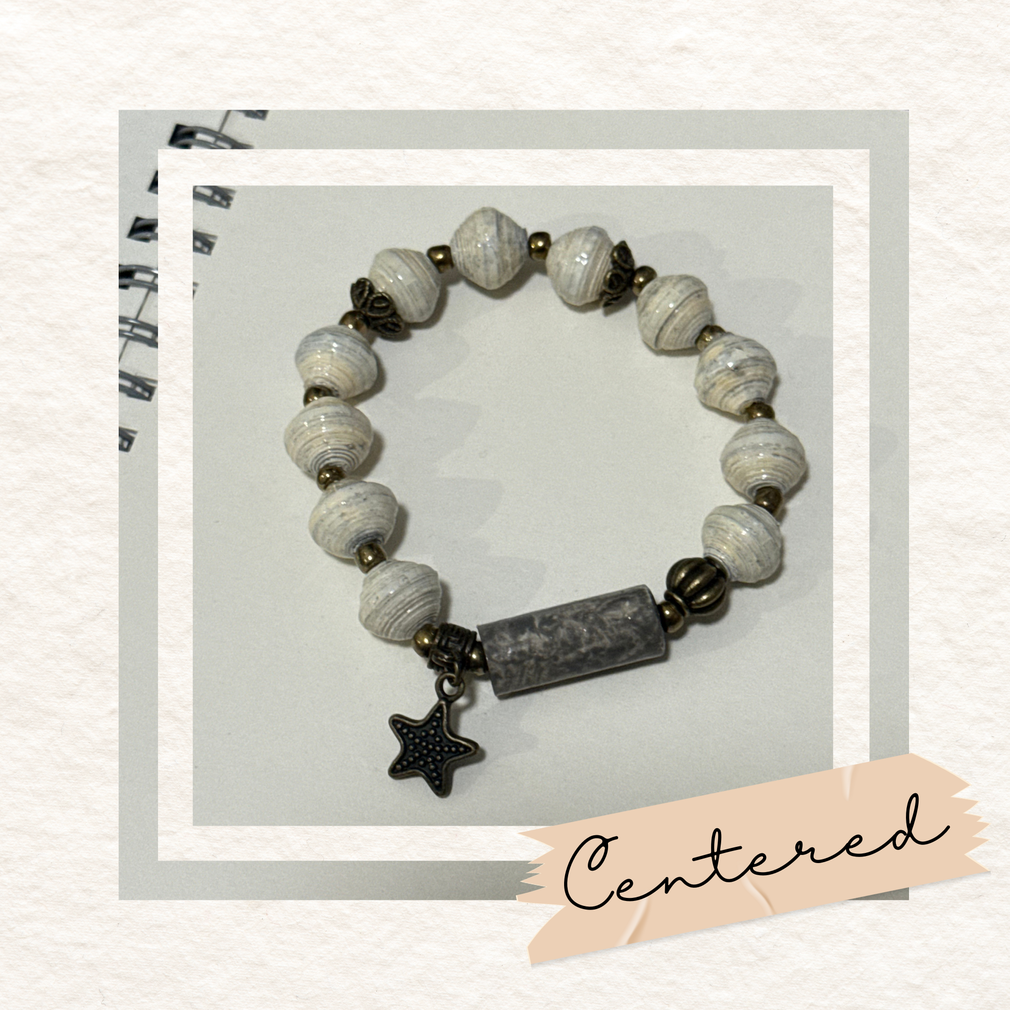 Recycled Paper Bead Bracelet - Centered