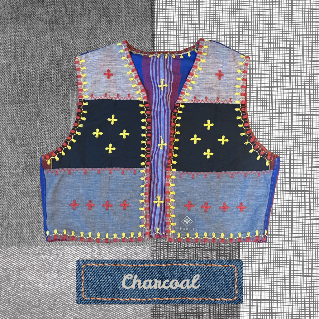 Hinabi Patchwork Vest - Charcoal
