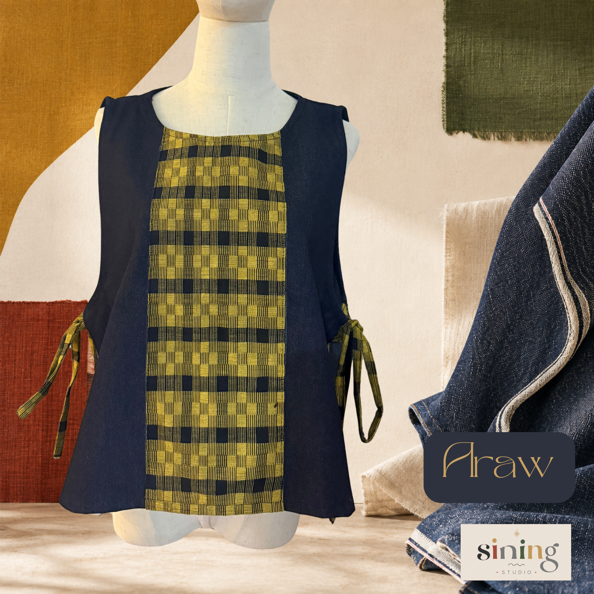 Raw Denim Bib Vest - Araw