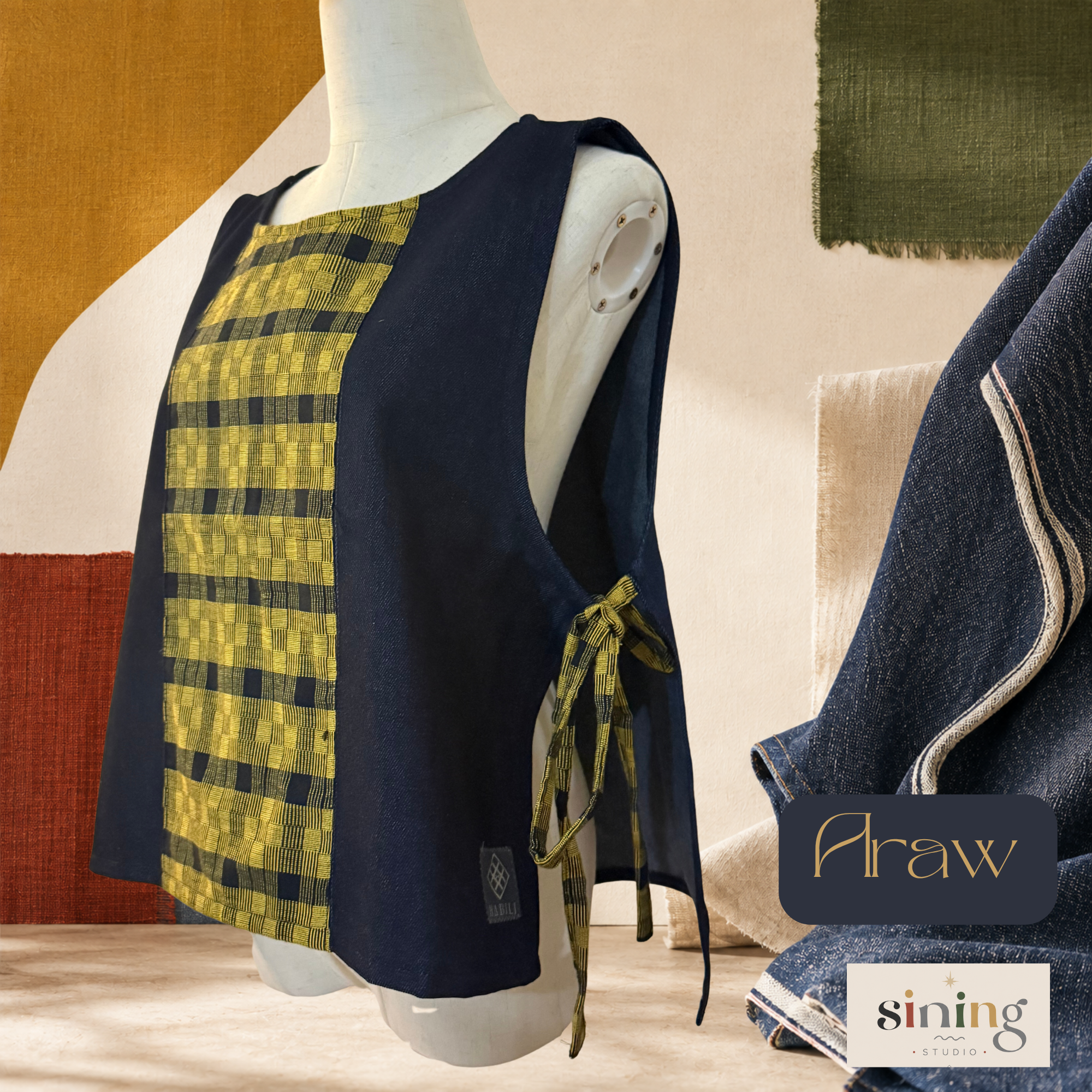 Raw Denim Bib Vest - Araw