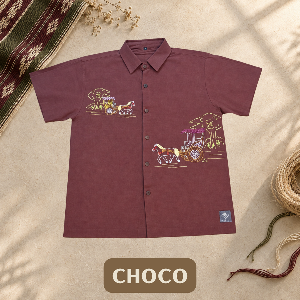 Linen Men's Polo - Choco (L)